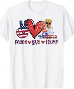 4th Of July Peace Love Trump, Humor Merica Trump Tee Shirt