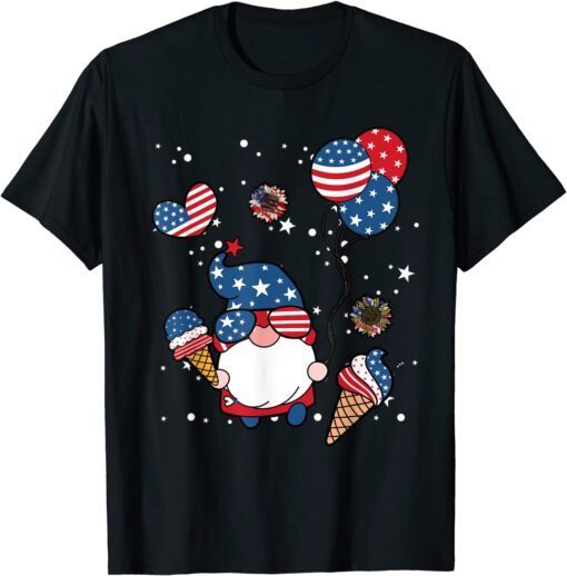 4th of July 2022 Gnomes Patriotic Gnome American Flag Tee Shirt