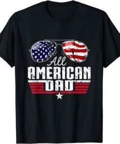 4th of July Family Matching All American Dad American Flag Tee Shirt