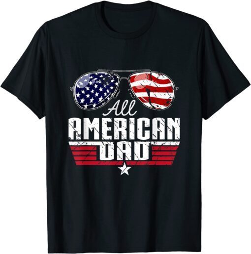 4th of July Family Matching All American Dad American Flag Tee Shirt