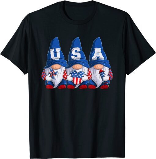 4th of July Gnomes America Independence Day Patriot USA Tee Shirt