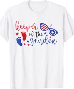 4th of July Keeper of the Gender Reveal Baby Announcement Tee Shirt