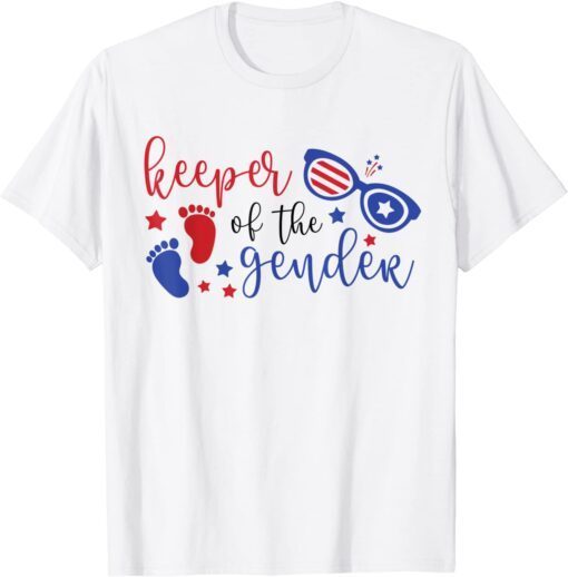 4th of July Keeper of the Gender Reveal Baby Announcement Tee Shirt