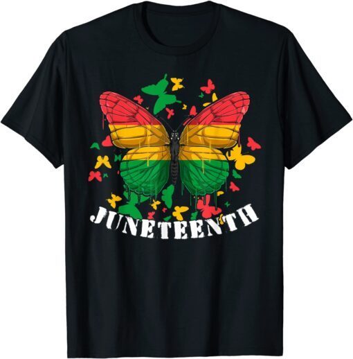 African American Freedom Black Pride Juneteenth Butterfly Tee Shirt