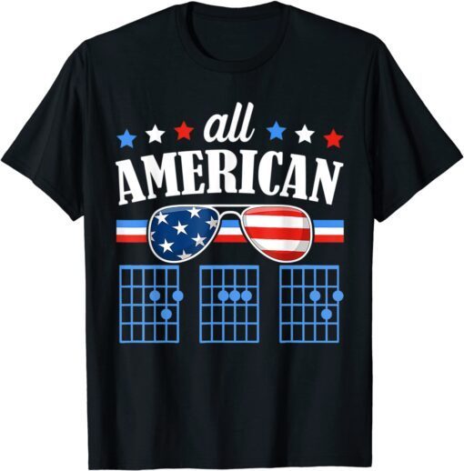 All American Dad Guitarist 4th Of July 2022 US Flag T-Shirt