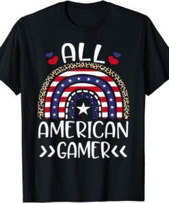 All American Gamer 4th July Rainbow Leopard Matching Family Classic ShirtAll American Gamer 4th July Rainbow Leopard Matching Family Classic Shirt