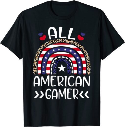 All American Gamer 4th July Rainbow Leopard Matching Family Classic ShirtAll American Gamer 4th July Rainbow Leopard Matching Family Classic Shirt