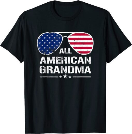 All American Grandma American Flag Patriotic 4th of July Tee Shirt