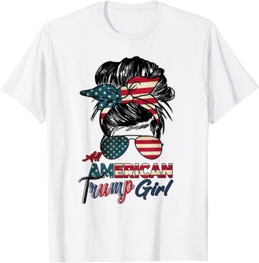 All American Trump Girl US Flag July 4th Patriot Republican Tee Shirt