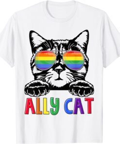 Ally Cat Rainbow Gay Pride Cute LGBT Animal Pet Lover Tee Shirt