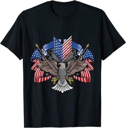 American Flag Shield 4th Of July USA Eagle Patriotic Tee Shirt