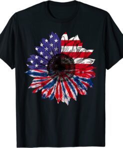 American Flag Sunflower Red White Blue Tie Dye 4th of July T-Shirt