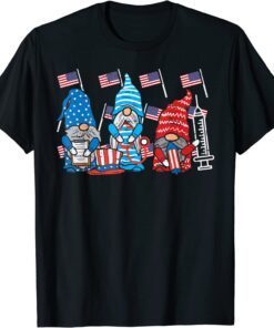 American Gnomes Nurse 4th Of July Scrub Top Patriot Tee Shirt