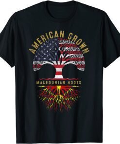 American Grown Macedonian Roots Tree Flag Family Heritage Tee Shirt