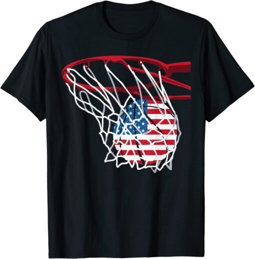 American Patriotic Basketball 4th Of July US Flag Tee Shirt