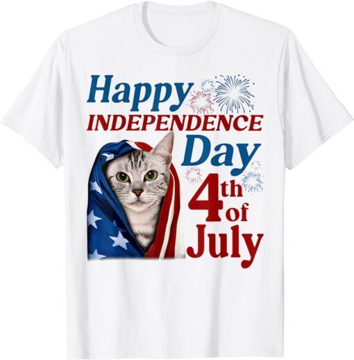 American Shorthair Happy 4th Of July Independence Day Tee Shirt