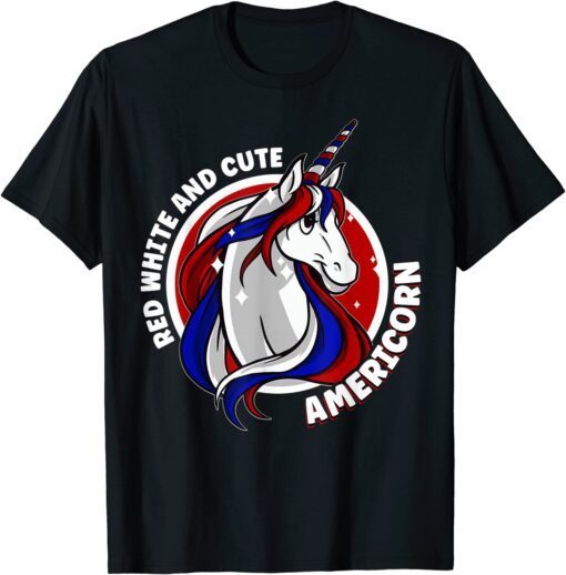 American Unicorn 4th of July Red White And Cute Americorn Tee Shirt