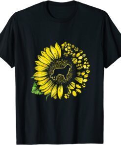 Australian Shepherd Sunflower With Paws Aussie Dog Lover Tee Shirt