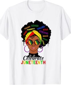 Awesome Messy Bun Juneteenth Celebrate 1865 June 19th Tee Shirt