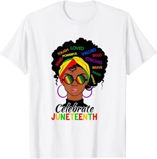 Awesome Messy Bun Juneteenth Celebrate 1865 June 19th Tee Shirt