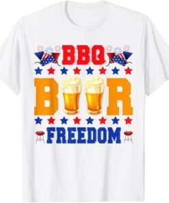 BBQ Beer Freedom American Flag Patriotic 4th Of July Tee Shirt