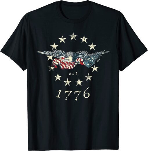 Bald Eagle Flag Vintage 1776 Tee Shirt