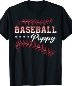 Baseball Poppy Baseball Player Sports Fathers Day Tee Shirt