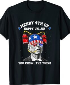 Beer Drinking Biden Confused Happy 4th of You Know The Thing Tee Shirt