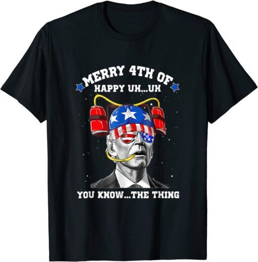 Beer Drinking Biden Confused Happy 4th of You Know The Thing Tee Shirt