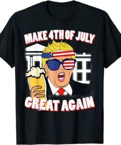 Beer Drinking Trump Make 4th of July Great Again, Ultra Maga Tee Shirt