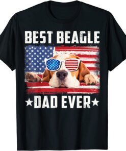 Best Beagle Dad Ever Dog Lover American Flag Tee Shirt