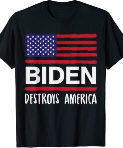 Biden Destroys America Anti Joe Biden USA flag Tee Shirt