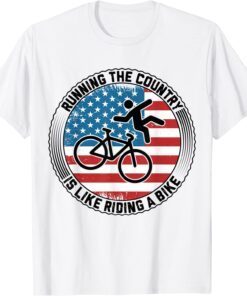 Biden Falling Off His Bicycle Meme Vintage Bike Fall Tee Shirt