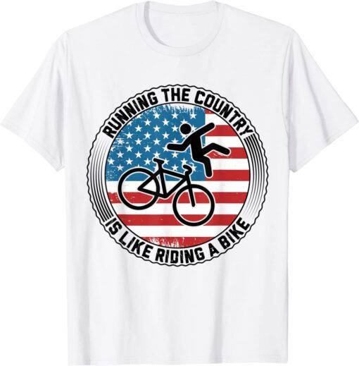 Biden Falling Off His Bicycle Meme Vintage Bike Fall Tee Shirt