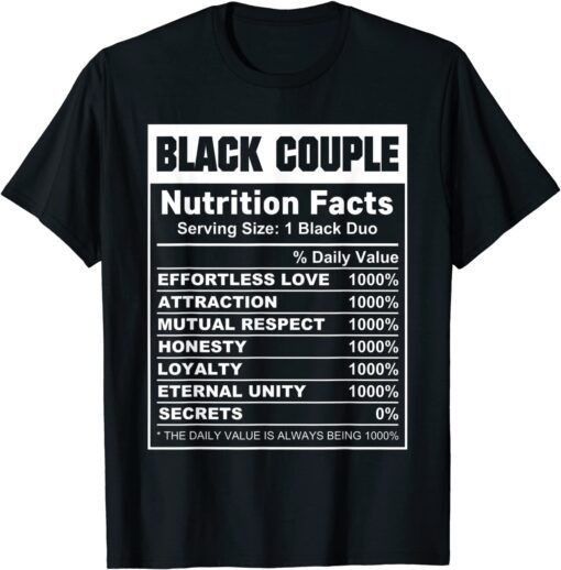 Black Couple Nutrition Facts T-Shirt