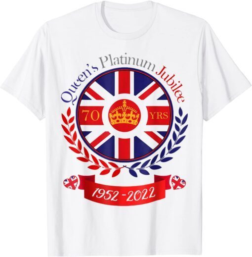 British Queen Monarchy Platinum Jubilee Union Jack Flag Tee Shirt