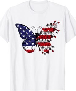 Butterfly 4th Of July American Flag Patriotic T-Shirt