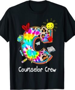 C Is For Team Counselor Crew Back To School Leopard Tie Dye 2022 Shirt