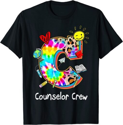 C Is For Team Counselor Crew Back To School Leopard Tie Dye 2022 Shirt