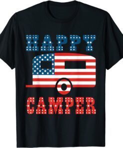 Camper Merica American Happy Pride Flag 4th of July Tee Shirt