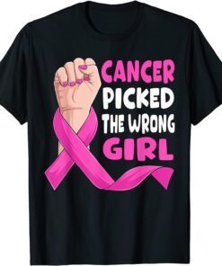 Cancer Picked The Wrong Girl Breast Cancer Awareness Women 2022 Shirt