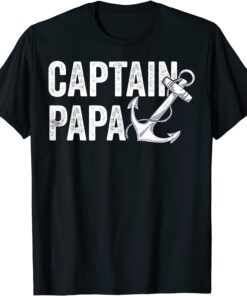 Captain Papa Pontoon Lake Sailor Fishing Boating Tee Shirt