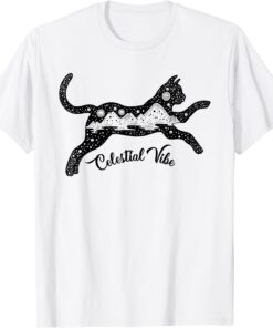 Celestial Vibe Cute Cat Cosmic Astrology Tee Shirt