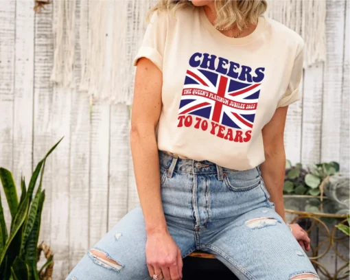 Cheers to 70 Years Union Jack Queen Tee Shirt