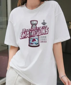 Colorado Avalanche 3X NHL Stanley Cup Champions Tee Shirt