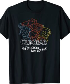 Cuphead The Delicious Last Course Neon Group Poster Tee Shirt