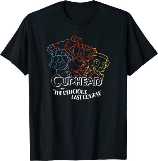 Cuphead The Delicious Last Course Neon Group Poster Tee Shirt