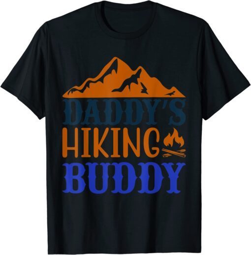 Daddy's Hiking Buddy Vintage Mountains Campfire Father's Day Tee Shirt