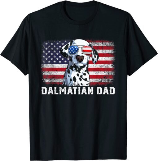 Dalmatian Dad American Flag Father's Day Tee Shirt