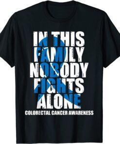 Dark Blue Ribbon Family Colorectal Cancer Awareness Tee Shirt